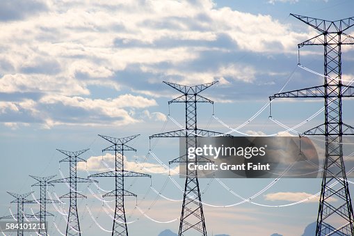 Electricity lines at sunset Electricity lines at sunset