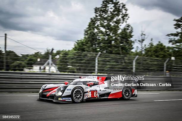 Toyota Gazoo Racing , #6 Toyota TS050 Hybrid with Drivers Stephane Sarrazin , Michal Conway and Kamui Kobayashi during the 84th running of the Le...