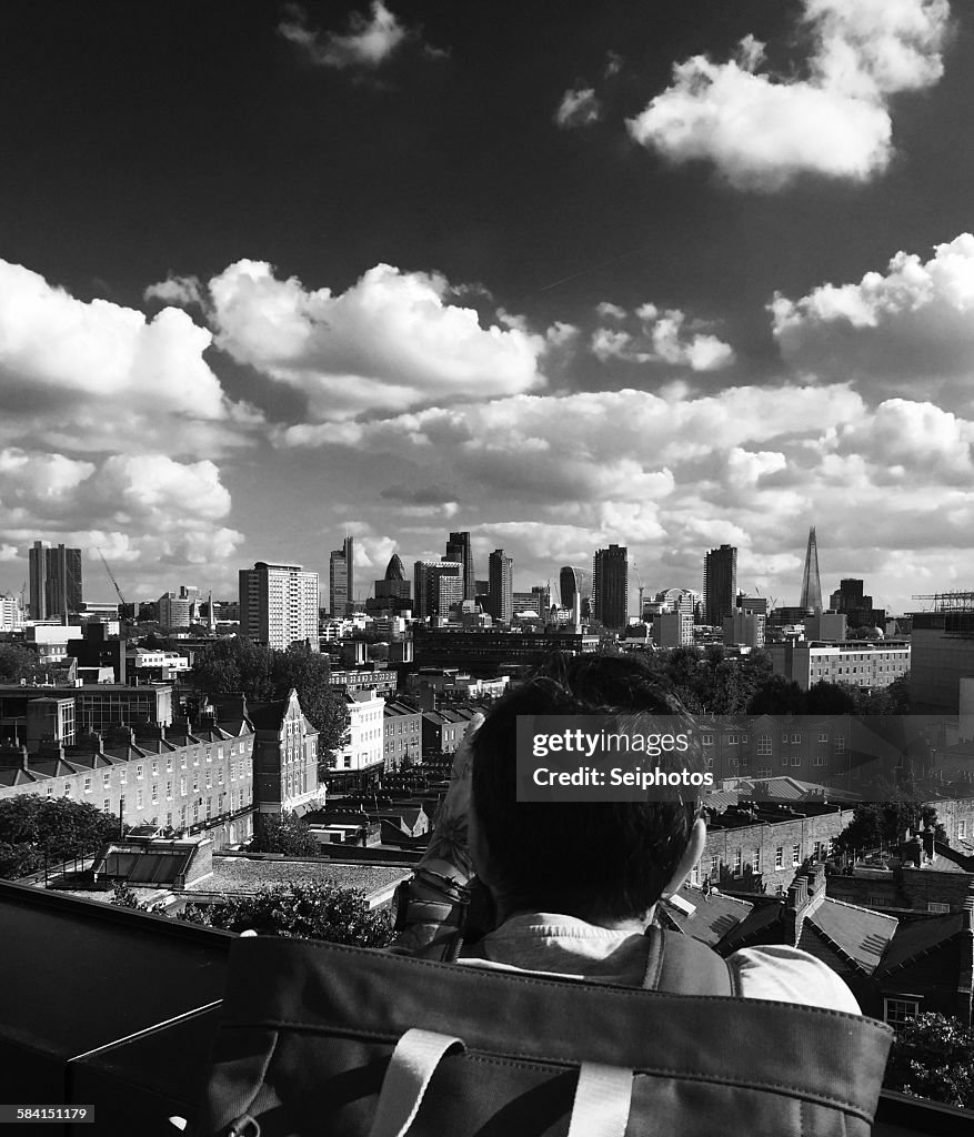 Man looking over London