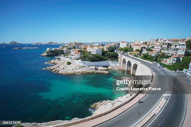 corniche de marseille - calanques stock pictures, royalty-free photos & images