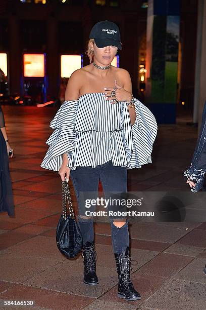 Rita Ora and her friends arrive at Madison Square Garden on July 27, 2016 in New York City.