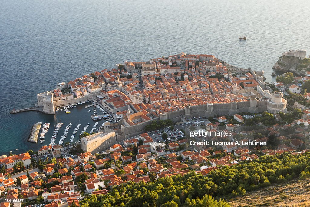 Old town of Dubrovnik viewed from above