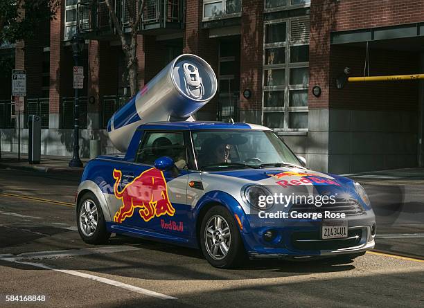 Red Bull Mini Cooper drives outside the Convention Center and Comic-Con 2016 on July 23 in San Diego, California. San Diego, with its large,...