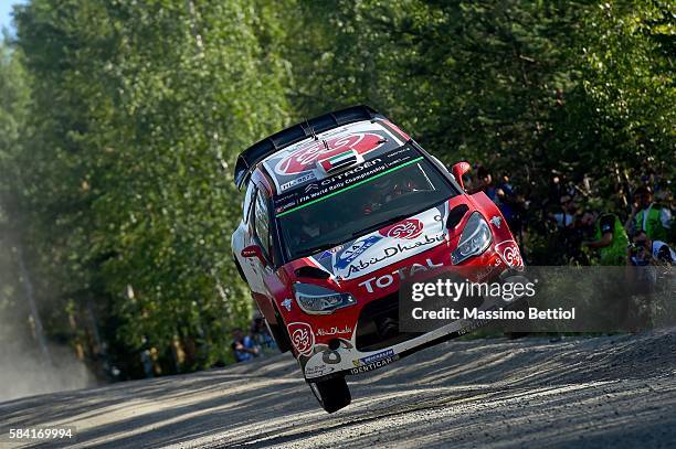 Khalid Al Qassimi of United Arabian Emirates and Chris Patterson of Great Britain compete in their Abu Dhabi Total WRT Citroen DS3 WRC during the...