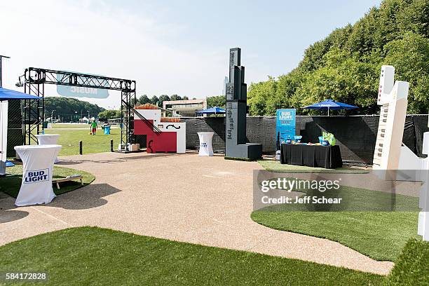General view of atmosphere at Bud Light Music artpentry activation at 2016 Lollapalooza Music Festival in Grant Park on July 28, 2016 in Chicago,...