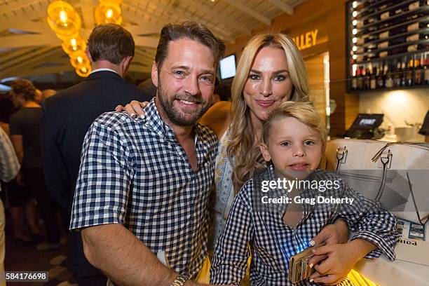 Actor Jason Priestley, spouse Naomi Lowde-Priestley and their son Dashiell Orson Priestley attend the Raising The Bar To End Parkinson's after party...