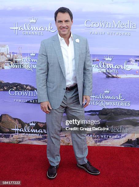 Personality Mark Steines arrives at the Hallmark Channel and Hallmark Movies and Mysteries Summer 2016 TCA Press Tour Event on July 27, 2016 in...