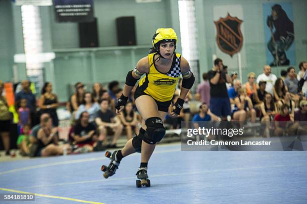 Bronx Gridlock Big Banger in action vs Manhattan Mayhem at Abe Stark Arena in Coney Island. Brooklyn, NY 7/16/2016 CREDIT: Cameron Lancaster