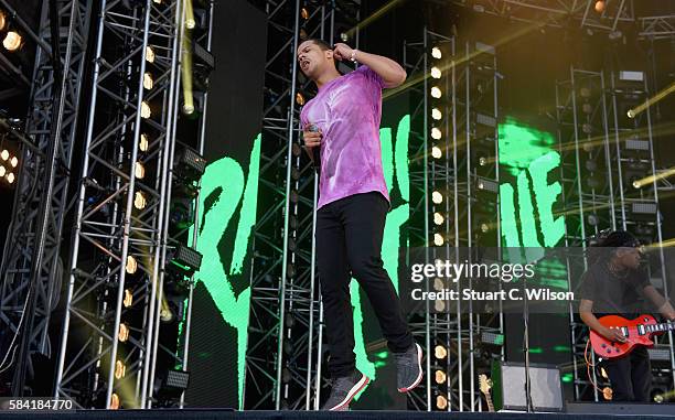 Jacob Basil Anderson aka Raleigh Ritchie performs on stage at MTV Crashes Plymouth at Plymouth Hoe on July 28, 2016 in Plymouth, England.