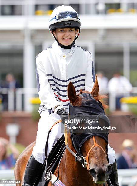 Charlotte Hogg, Chief Operating Officer of the Bank of England, takes part in the Magnolia Cup charity race on Ladies Day of the Qatar Goodwood...