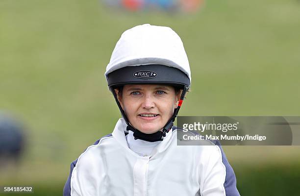 Charlotte Hogg, Chief Operating Officer of the Bank of England, takes part in the Magnolia Cup charity race on Ladies Day of the Qatar Goodwood...