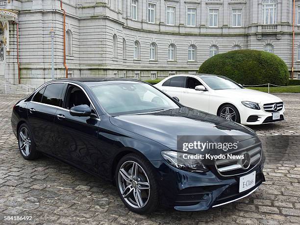 Photo taken at the state guest house in Tokyo shows the new E-Class model of Mercedes-Benz, launched by Mercedes-Benz Japan on July 27, 2016. It is...