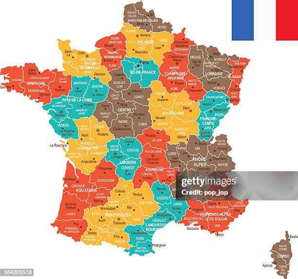 stockillustraties, clipart, cartoons en iconen met colored france map - provence