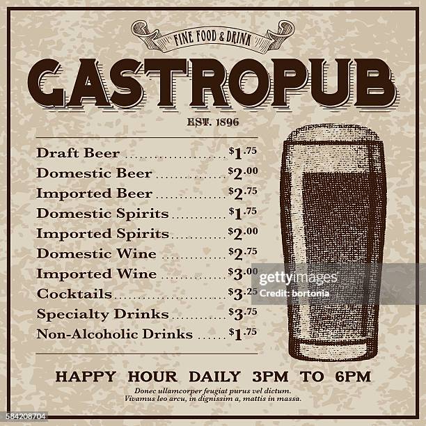 vintage victorian style gastropub advertisement - victorian font stock illustrations