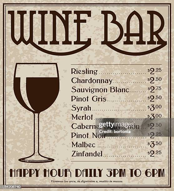 stockillustraties, clipart, cartoons en iconen met vintage art deco style wine bar advertisement - merlot druif