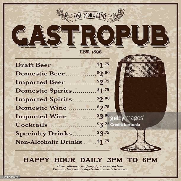 vintage victorian style gastropub advertisement - gastro pub stock illustrations