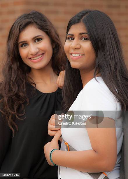 due giovani sorelle di etnia dell'asia meridionale - cultura dellasia orientale foto e immagini stock