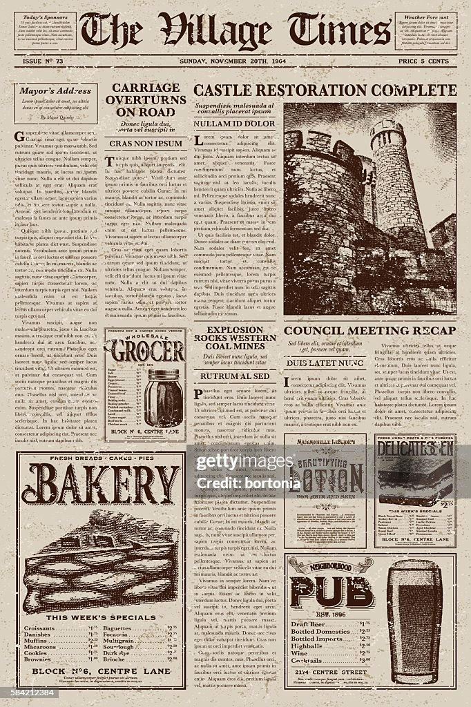 Vintage Victorian Style Newspaper Design Template HighRes Vector Vintage Victorian Style Newspaper Design Template HighRes Vector