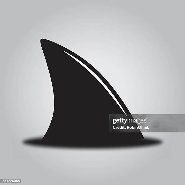 black shark icon - animal fin stock illustrations