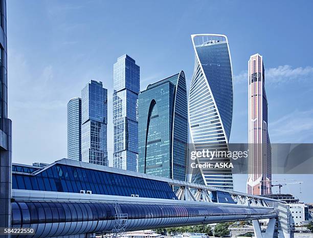 the business center of moscow city - moscow international business center stock pictures, royalty-free photos & images