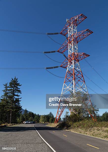 electricity pylon, bonneville dam, - bonneville dam stock pictures, royalty-free photos & images