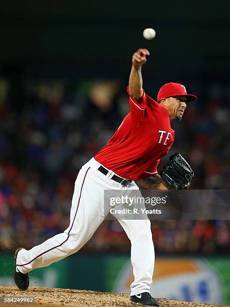 Kyle Lohse of the Texas Rangers throws in the fourth inning against the Minnesota Twins at Globe Life Park in Arlington on July 9, 2016 in Arlington,...