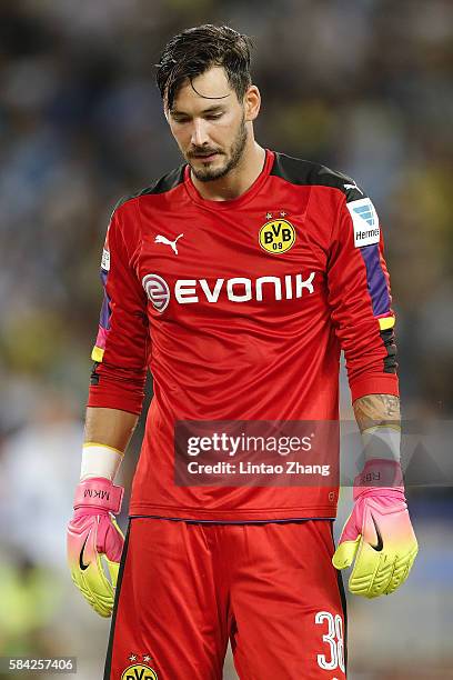 Roman Buerki of Borussia Dortmund looks on during the 2016 International Champions Cup match between Manchester City and Borussia Dortmund at...