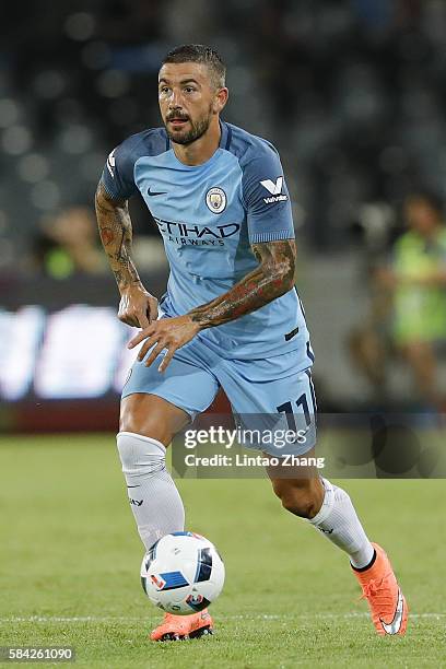 Aleksandar Kolarov of Manchester City contests the ball during the 2016 International Champions Cup match between Manchester City and Borussia...