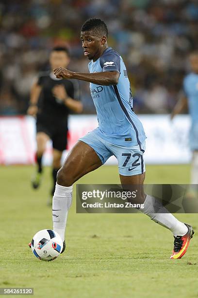 Kelechi Iheanacho of Manchester City contests the ball during the 2016 International Champions Cup match between Manchester City and Borussia...