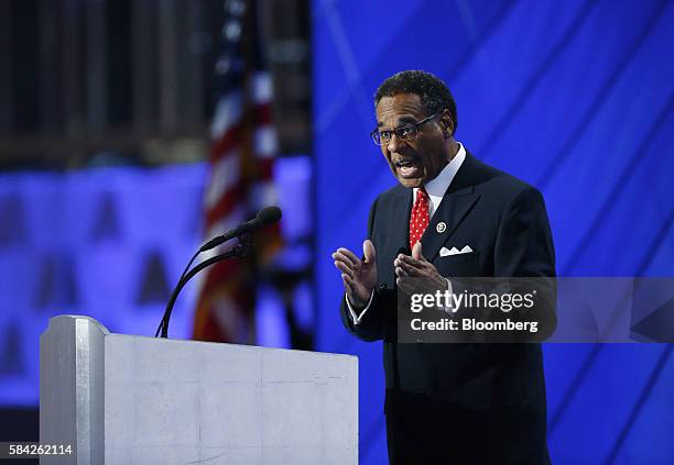 Representative Emanuel Cleaver, a Democrat from Missouri, speaks during the Democratic National Convention in Philadelphia, Pennsylvania, U.S., on...