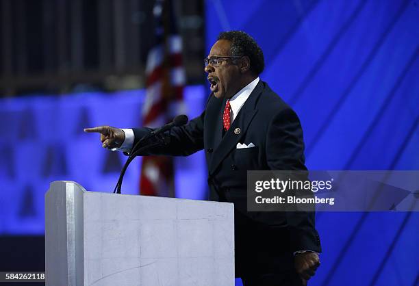 Representative Emanuel Cleaver, a Democrat from Missouri, speaks during the Democratic National Convention in Philadelphia, Pennsylvania, U.S., on...