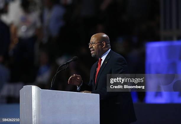 Michael Nutter, former mayor of Philadelphia, speaks during the Democratic National Convention in Philadelphia, Pennsylvania, U.S., on Thursday, July...