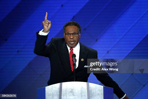 Representative Emanuel Cleaver delivers remarks on the fourth day of the Democratic National Convention at the Wells Fargo Center, July 28, 2016 in...