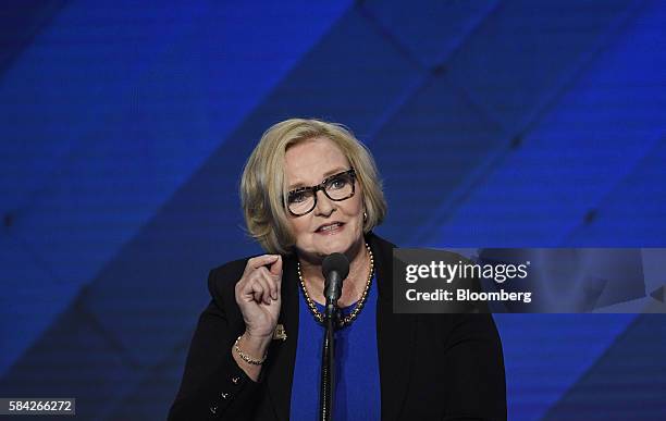 Senator Claire McCaskill, a Democrat from Missouri, during the Democratic National Convention in Philadelphia, Pennsylvania, U.S., on Thursday, July...