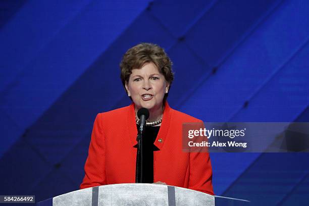 Sen. Jeanne Shaheen delivers remarks on the fourth day of the Democratic National Convention at the Wells Fargo Center, July 28, 2016 in...