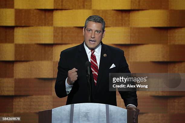 Representative Tim Ryan delivers remarks on the fourth day of the Democratic National Convention at the Wells Fargo Center, July 28, 2016 in...