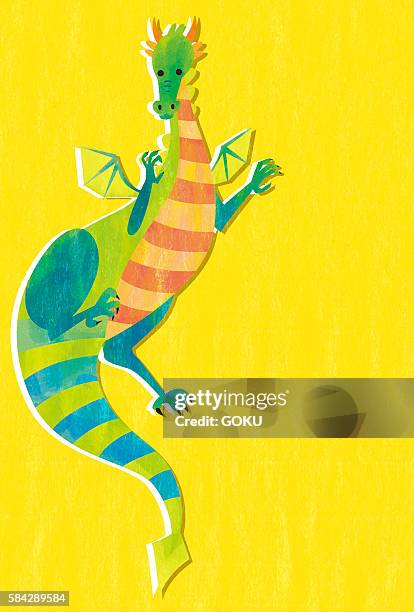dragon on yellow background - goku stock illustrations