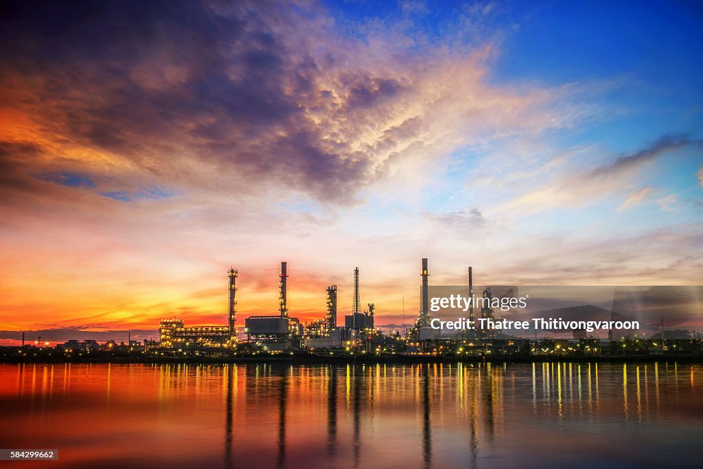 Oil and gas industry - refinery at sunrise