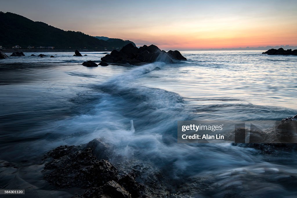Coastal stone trench of Laomei coast in Yilan, Taiwan