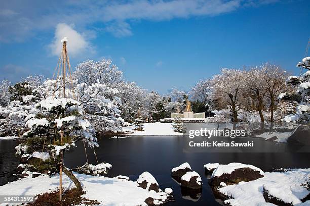 yukitsuri in murasakishikibu park - echizen stock pictures, royalty-free photos & images