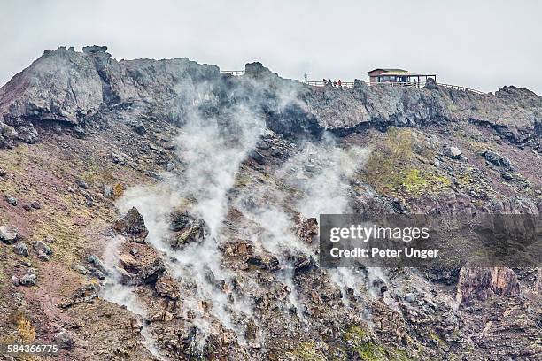 steam erupting from the crater of mt vesurvius - vulkankrater stock-fotos und bilder