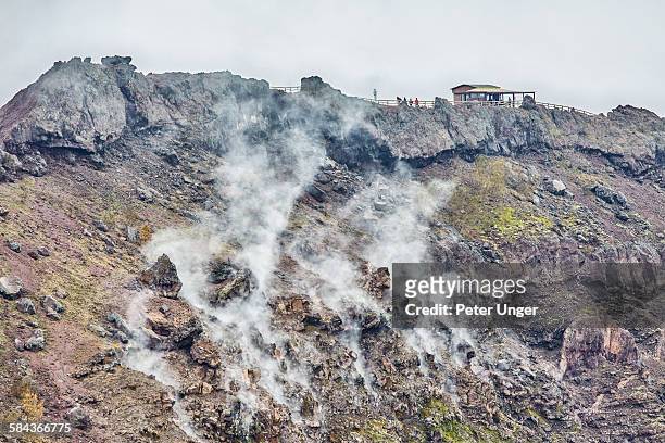 steam erupting from the crater of mt vesurvius - mt vesuvius stockfoto's en -beelden