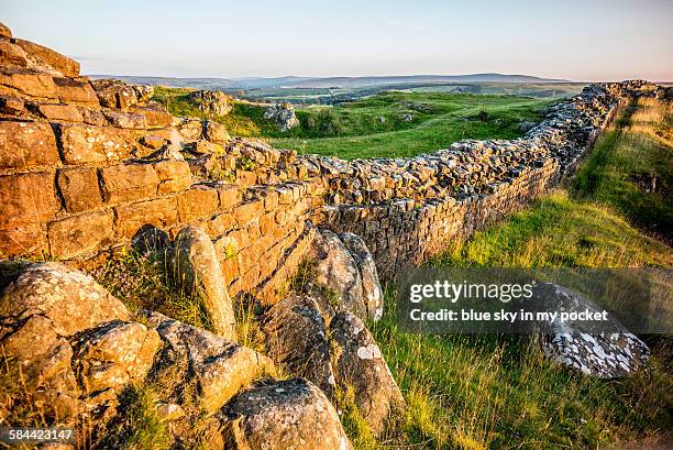 hadrian's wall at sunset - muralha de adriano - fotografias e filmes do acervo