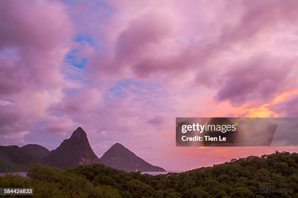 the pitons st. lucia - sankta lucia 2015 stock pictures, royalty-free photos & images