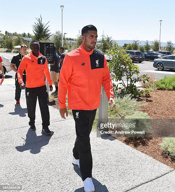 Emre Can of Liverpool arrives at the launch of the new third kit at the Facebook Village on July 28, 2016 in Palo Alto, California.