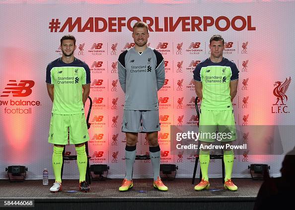 Simon Rugen Liverpool James Milner, Adam Lallana and Simon Mignolet of Liverpool during the ...