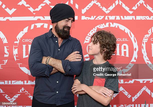 Mike Taylor and Jackson Taylor attend the opening of Cirque Du Soleil's "Luzia" at Port Lands on July 28, 2016 in Toronto, Canada.