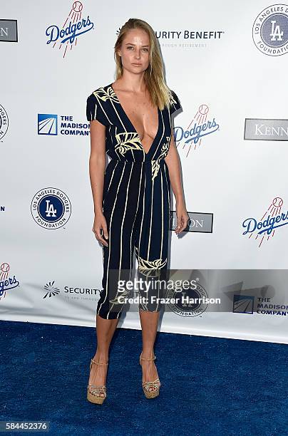 Model Genevieve Morton arrives at the Los Angeles Dodgers Foundation Blue Diamond Gala at Dodger Stadium on July 28, 2016 in Los Angeles, California.