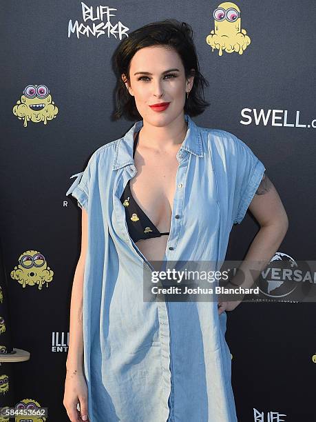 Actress Rumer Willis attends Buff Monster x Minions x Rusty Lost in Paradise Capsule Collection launch event on July 28, 2016 in Santa Monica,...