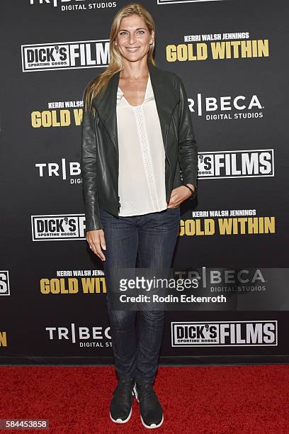 Professional beach volleyball player Gabrielle Reece attends the premiere of "Kerri Walsh Jennings: Gold Within" at The Paley Center for Media on...